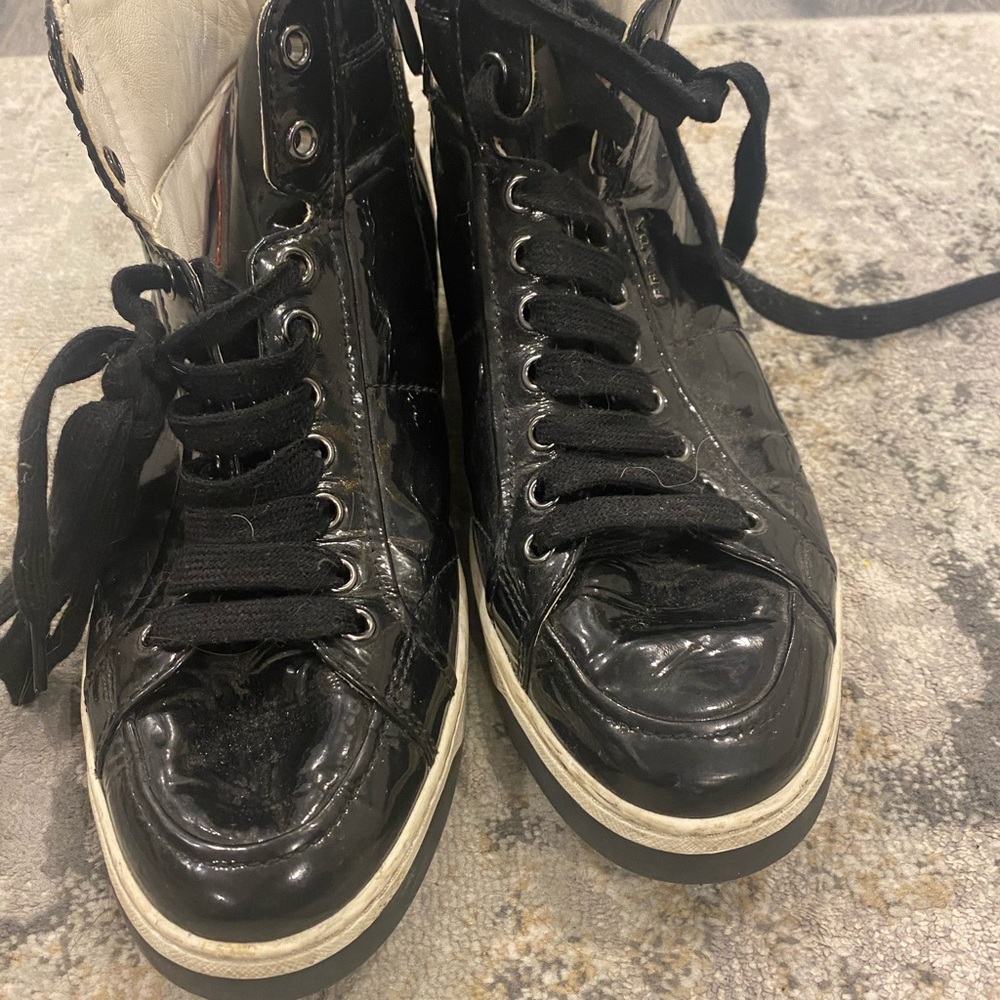 Prada Patent Leather High Top Sneaker - Picture 3 of 5